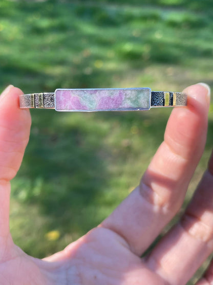 Sterling Variscite Cuff with 14k Gold accents