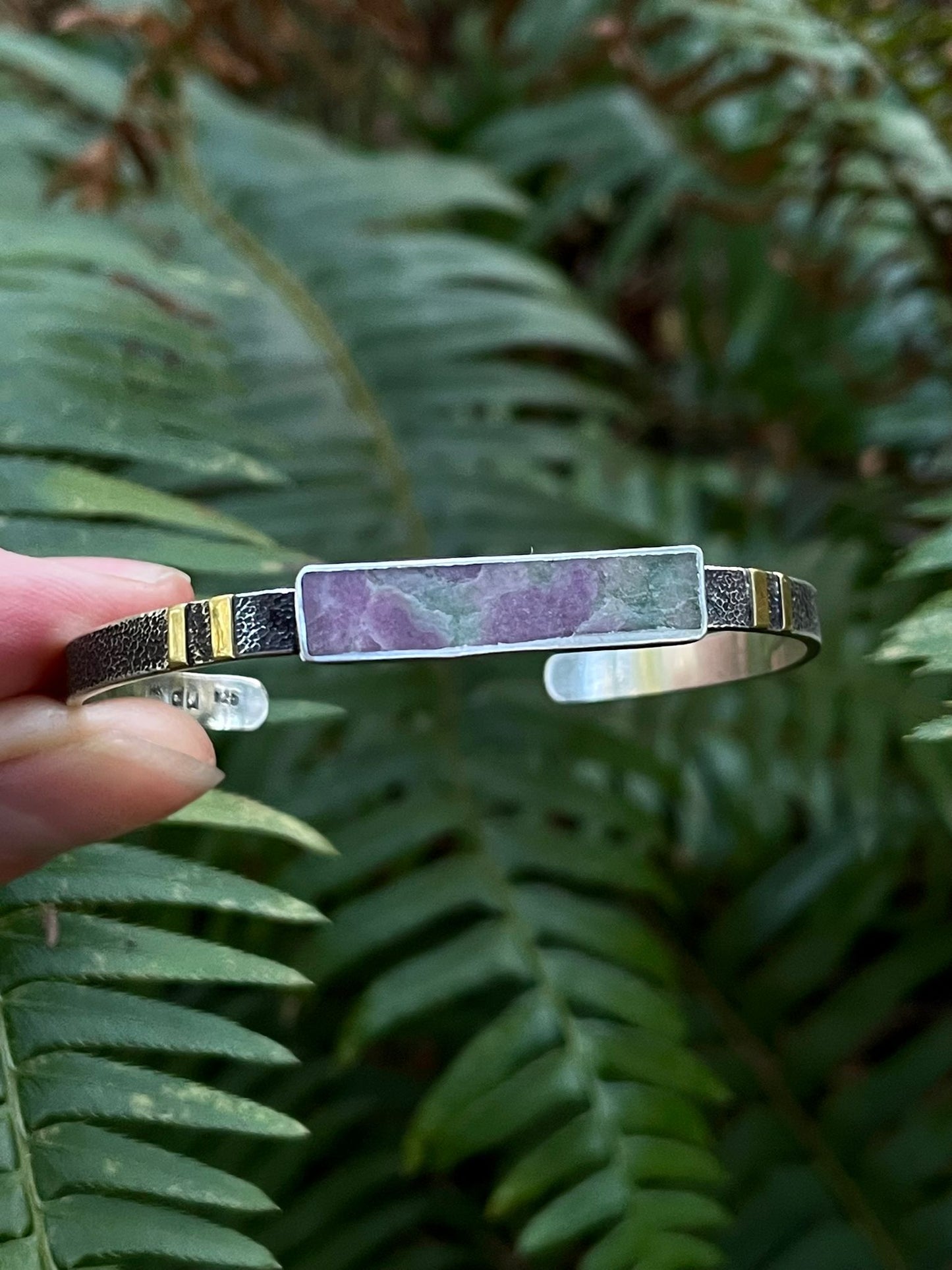 Sterling Variscite Cuff with 14k Gold accents