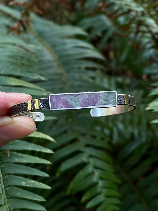 Sterling Variscite Cuff with 14k Gold accents