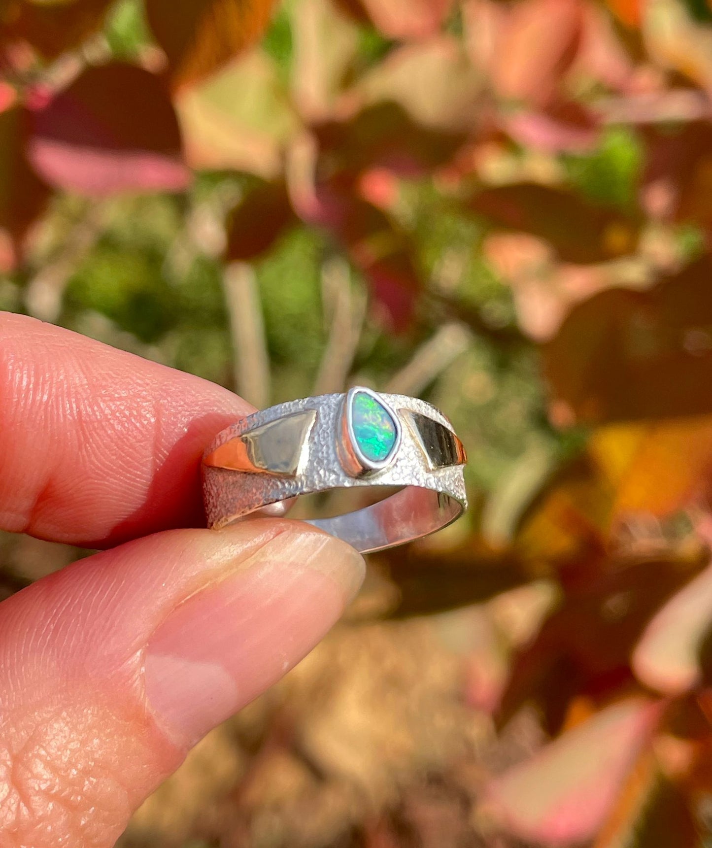 Sterling and 10k Gold Ring with Australian Opal