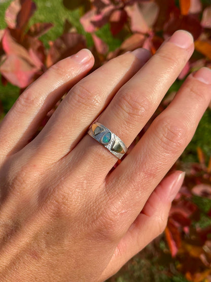 Sterling and 10k Gold Ring with Australian Opal