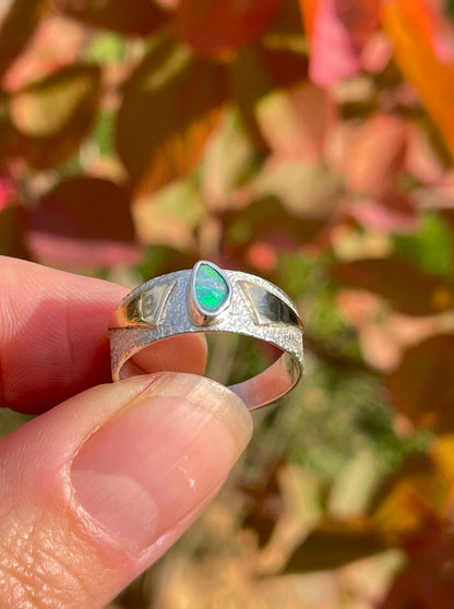 Sterling and 10k Gold Ring with Australian Opal