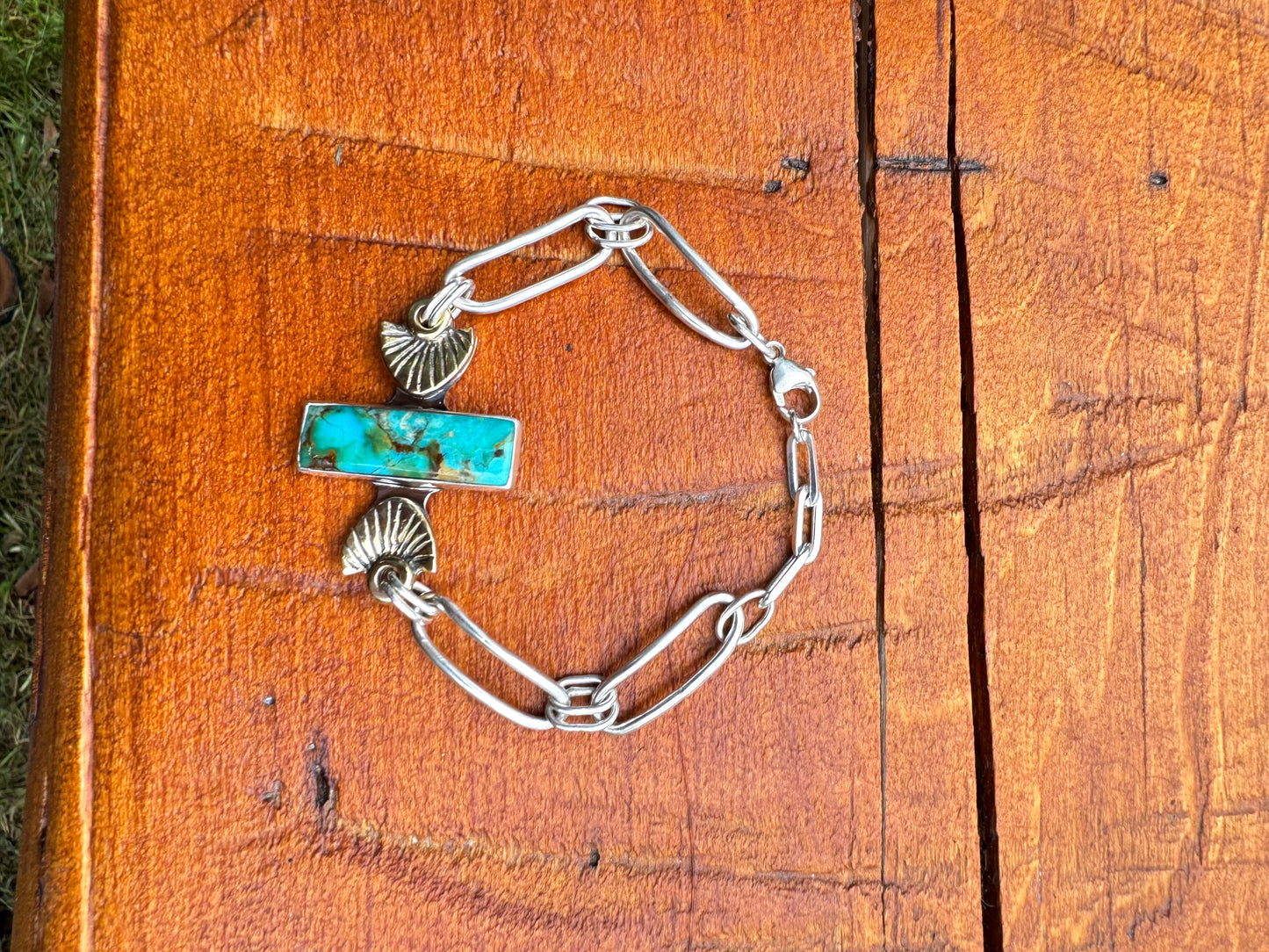 Hand Fabricated Turquoise Chain Bracelet