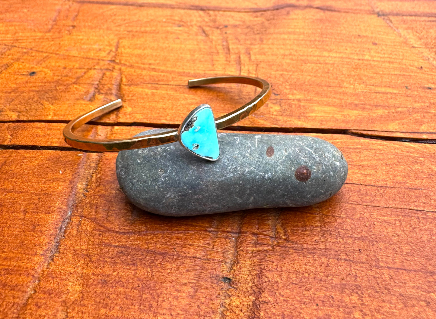 Brass and Sterling Cuff with Nevada Turquoise