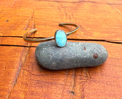 Brass and Sterling Cuff with Nevada Turquoise