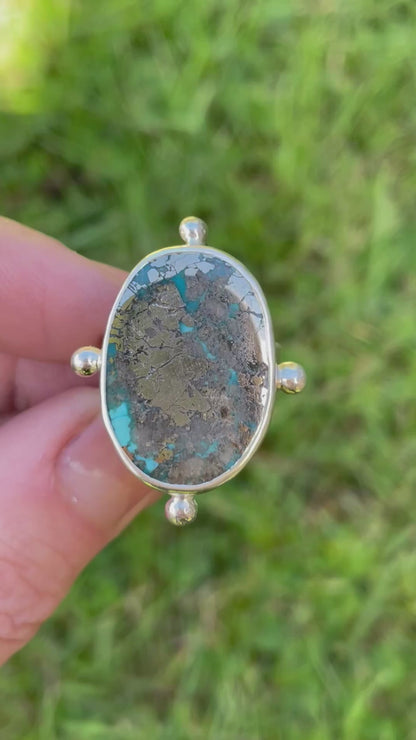 Turquoise compass Ring Size 8.5
