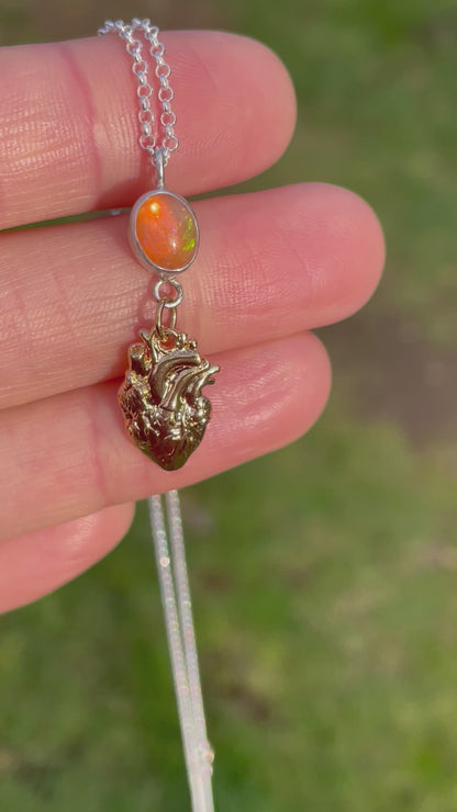 Have a Heart Mexican Fire Opal Necklace