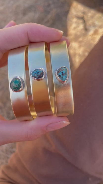 Chunky Turquoise Brass Cuff 1