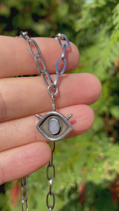 Evil eye Talisman Opal Necklace