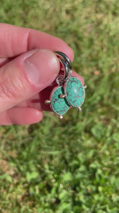 Old stock Turquoise Huggie Hoop