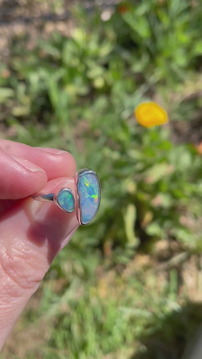 Australian Opal Split Ring Size 6.5-7.5