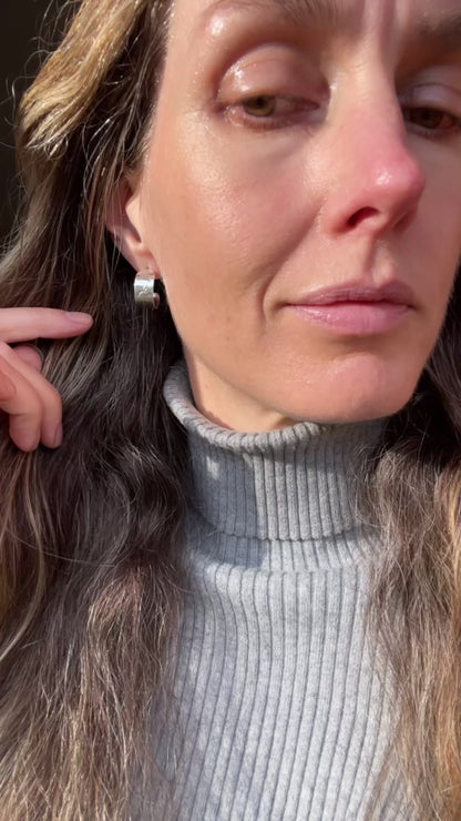 Hand stamped Sterling Hoops 1