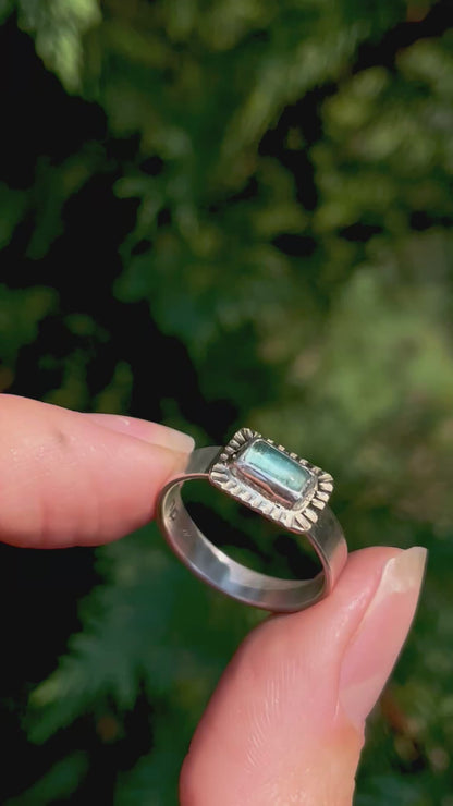 14k Gold and Sterling Tourmaline Ring size 8