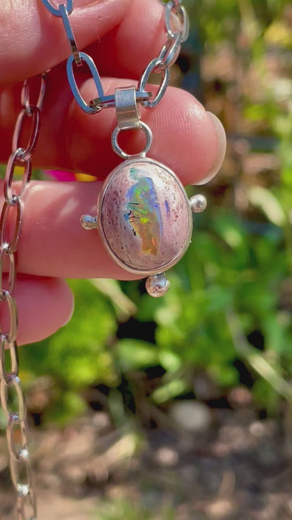 Mexican Fire Opal chain necklace 1