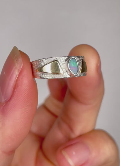 Sterling and 10k Gold Ring with Australian Opal
