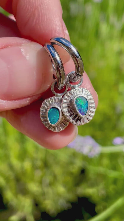Australian Opal Huggie Hoops 1