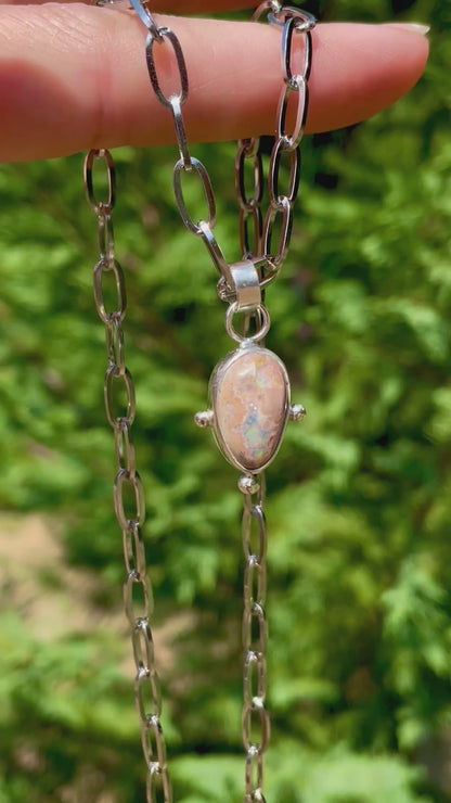 Mexican Fire Opal chain necklace 2