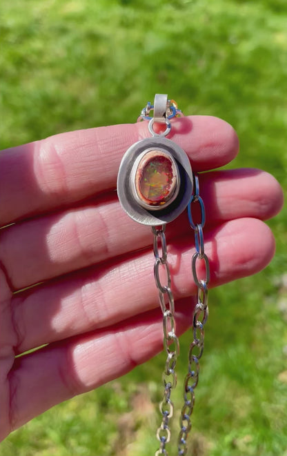 Reversible Mexican Fire Opal Pendant