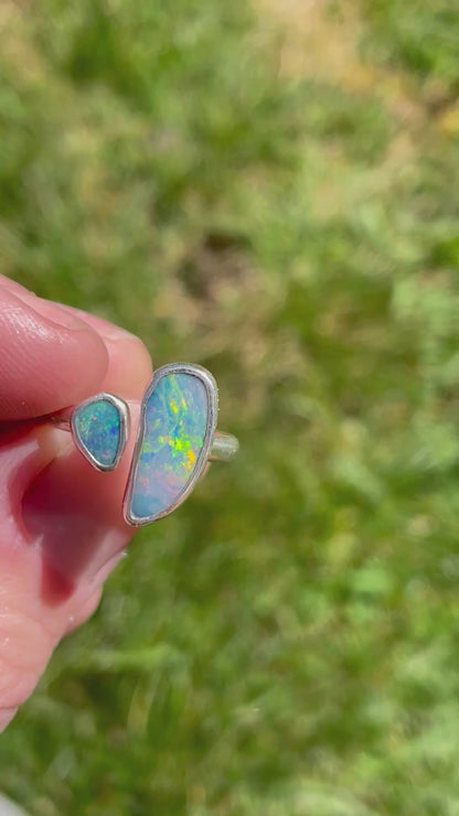 Australian Opal Split Ring Size 6.5-7.5
