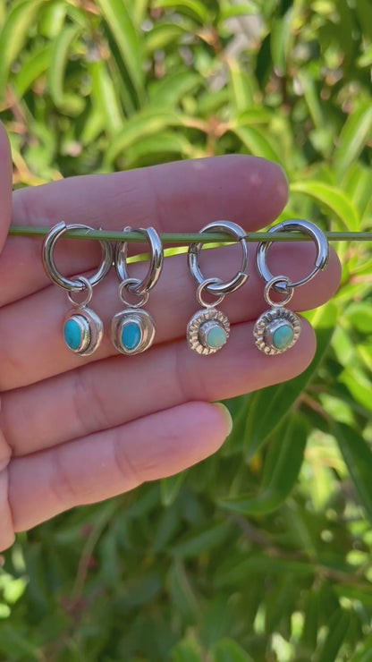 Kingman turquoise Huggie Hoop Earrings