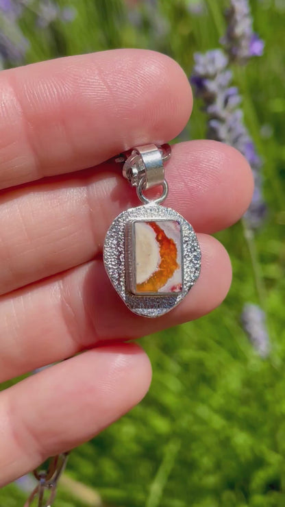 Mexican Fire Opal inlay Pendant 5
