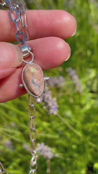 Mexican Fire Opal chain necklace 2