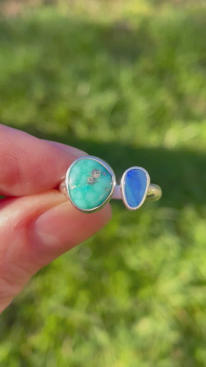 4 Turquoise and Opal split ring size 8-9