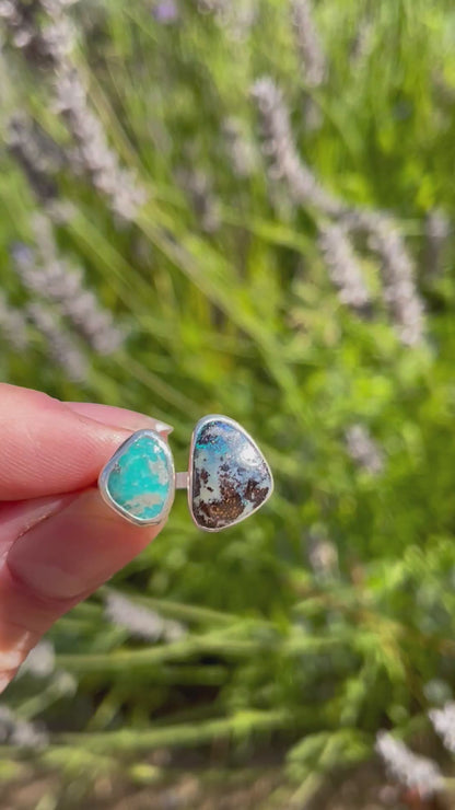 Turquoise and Boulder Opal split ring size 8-9