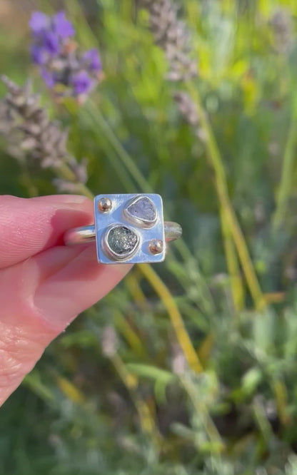 Montana Sapphire Dice Ring size 8.25