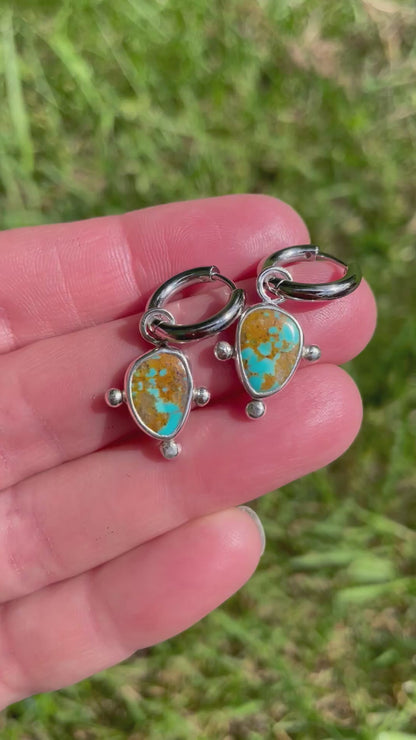 Kingman Turquoise Huggie Hoops
