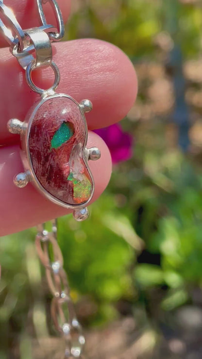 Mexican Fire Opal chain necklace 3