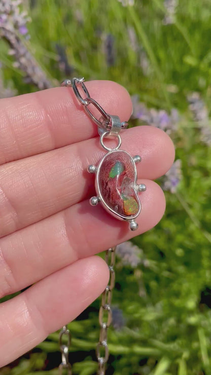 Mexican Fire Opal chain necklace 3