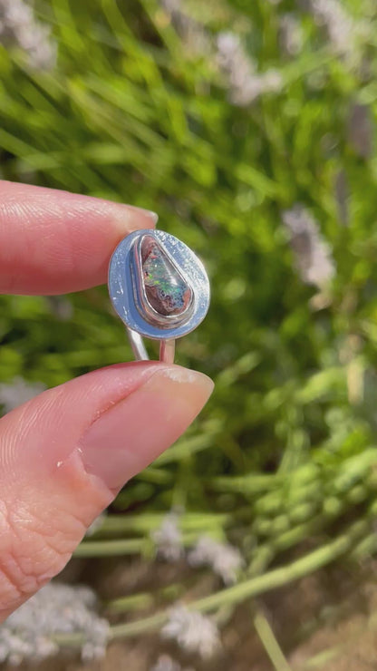 Recycled Mexican Fire Opal Ring size 8.5