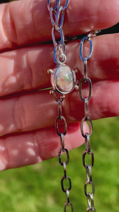 Mexican Fire Opal Chain Necklace 2