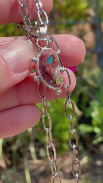 Mexican Fire Opal chain necklace 3
