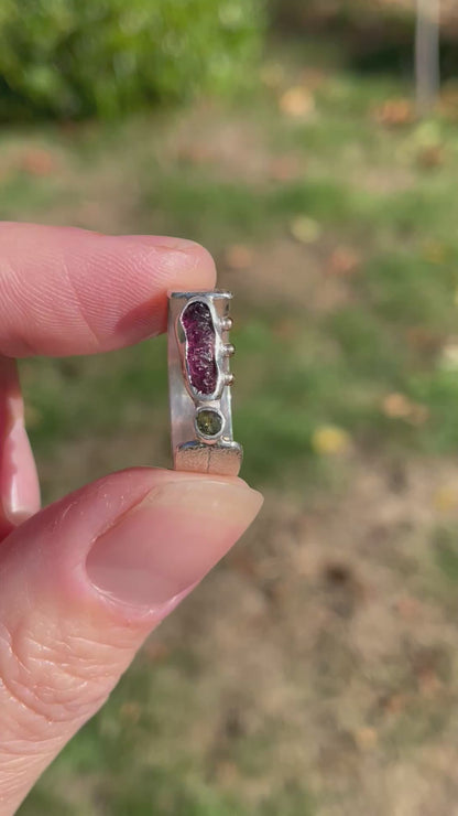 Garnet and Tourmaline Ring size 6.5