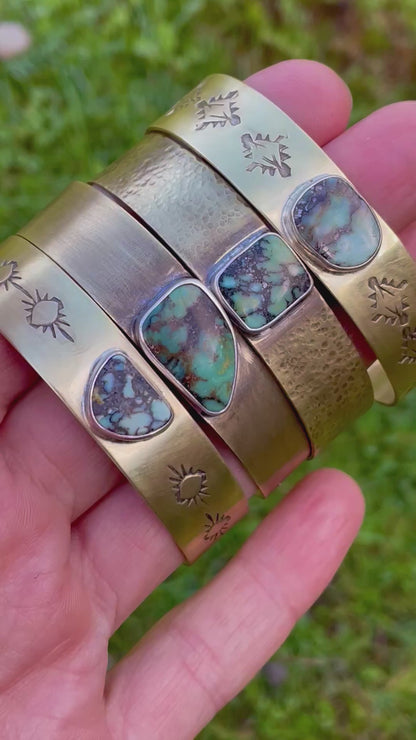 Wide Variscite Brass Cuff 4
