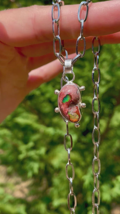Mexican Fire Opal chain necklace 3