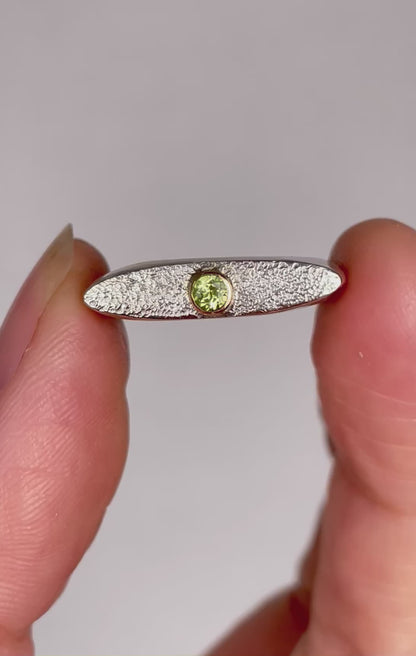 Silver and 14k gold peridot ring
