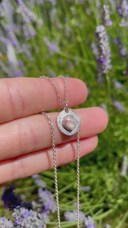 Recycled Mexican Fire Opal necklace 1