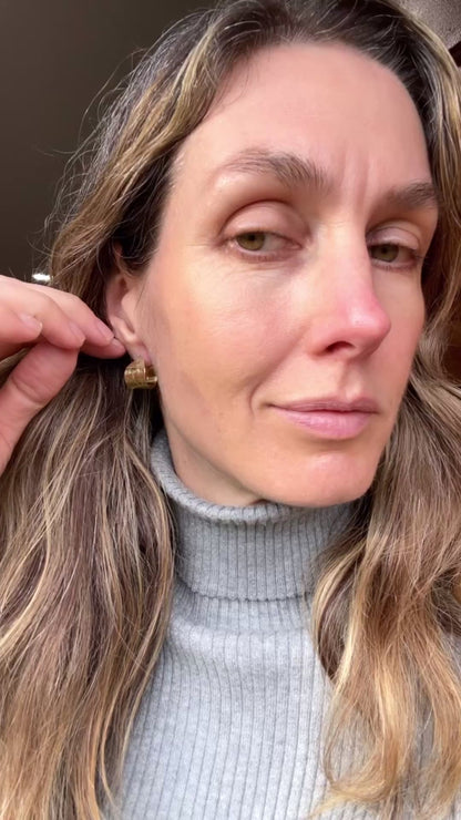 X-Small Hand stamped Brass Hoops 1