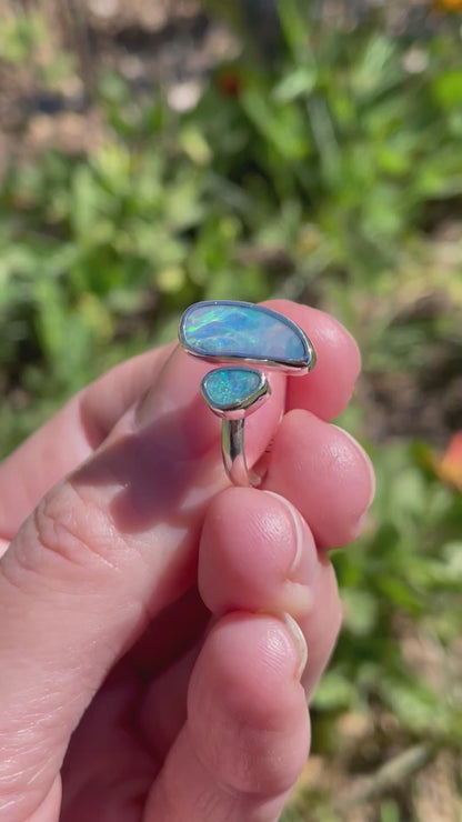 Australian Opal Split Ring Size 6.5-7.5
