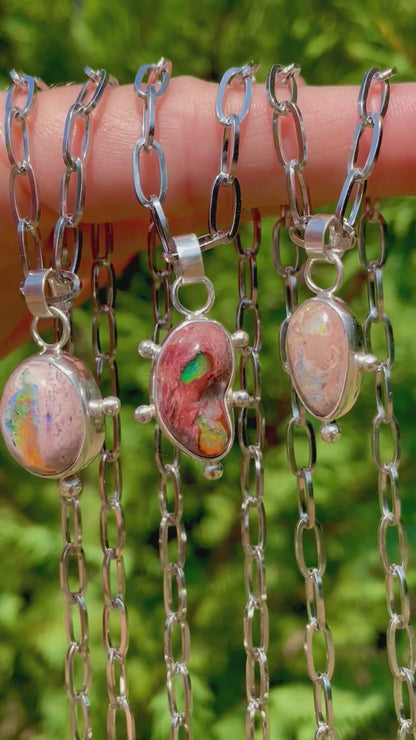 Mexican Fire Opal chain necklace 2
