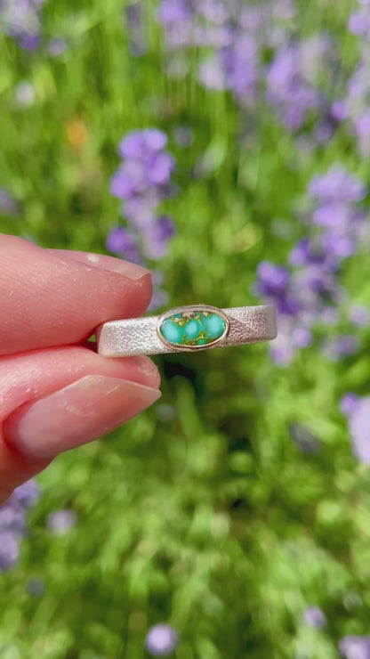 Sonoran Mountain Turquoise in Sterling and 14k Gold size 9