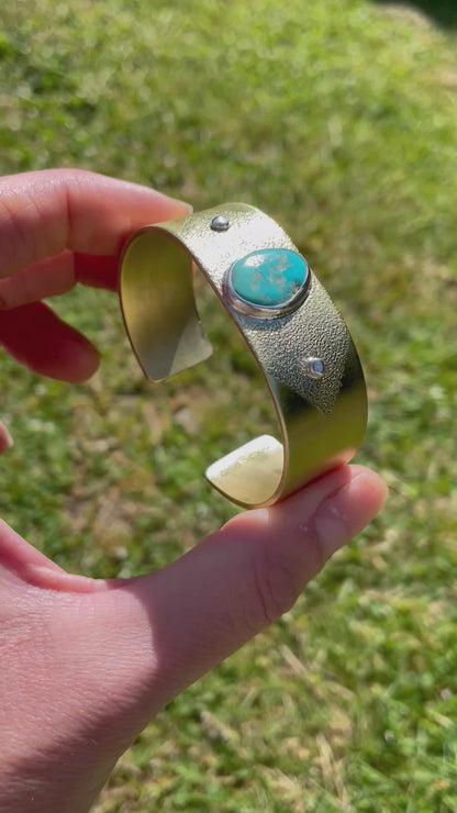 Heavy gauge Brass Cuff with Turquoise