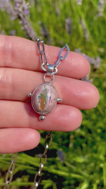Mexican Fire Opal chain necklace 1