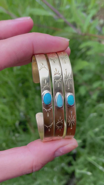 Turquoise Brass Cuff 2