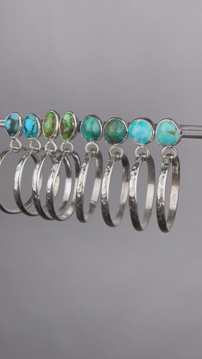 Turquoise Silver studs with hoops