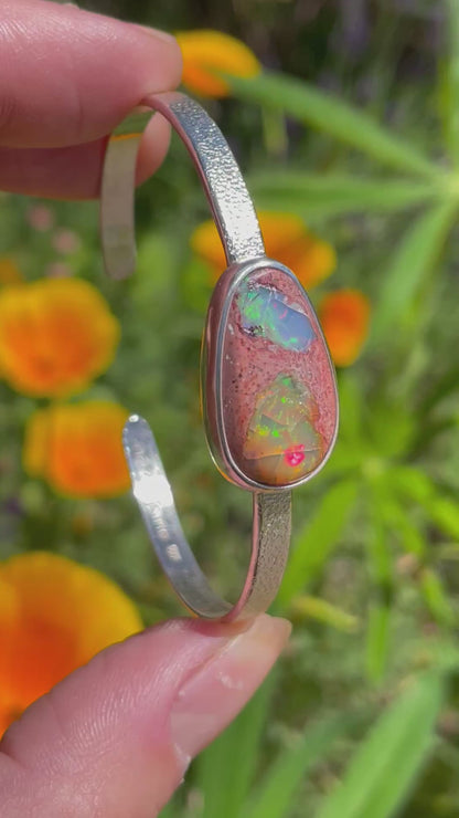 Mexican Fire Opal Cuff in Silver