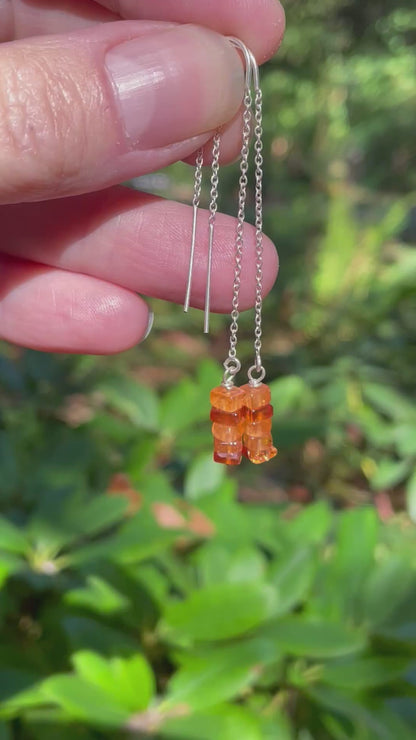 Carnelian Silver ear thread earrings